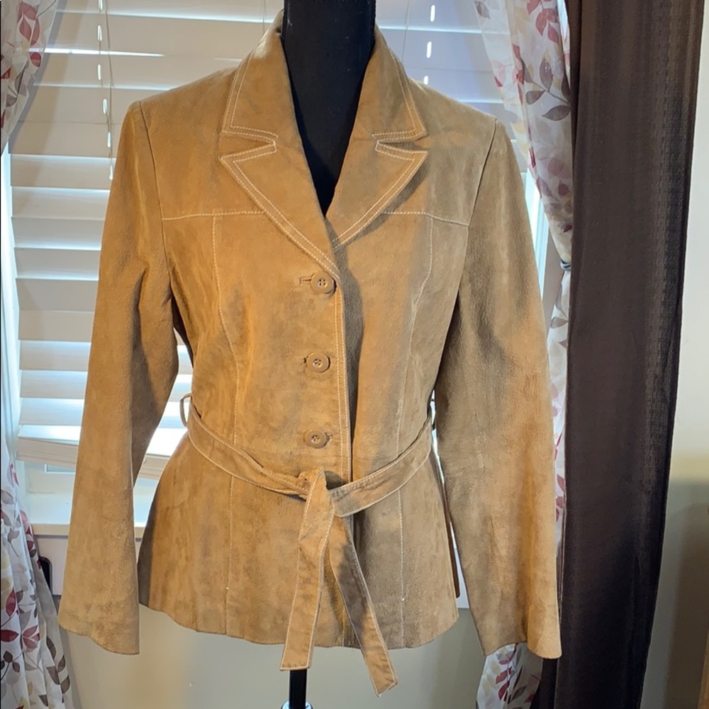 Vintage belted leather jacket
